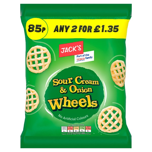Jack's Crisp Snacks Cheap 85p CRISPS CHEAPESTCRISPS - Sour cream & Onion Wheels 55g