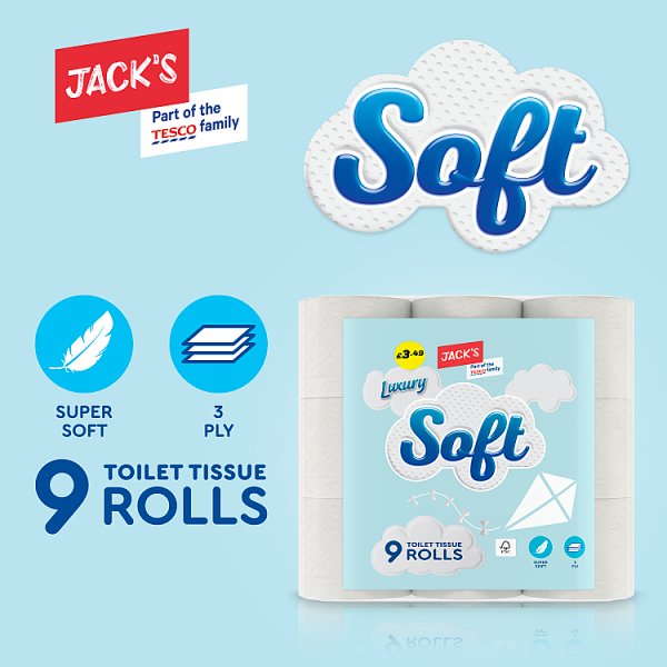 Jacks Luxury Soft 9 Toilet Tissue Rolls PM
