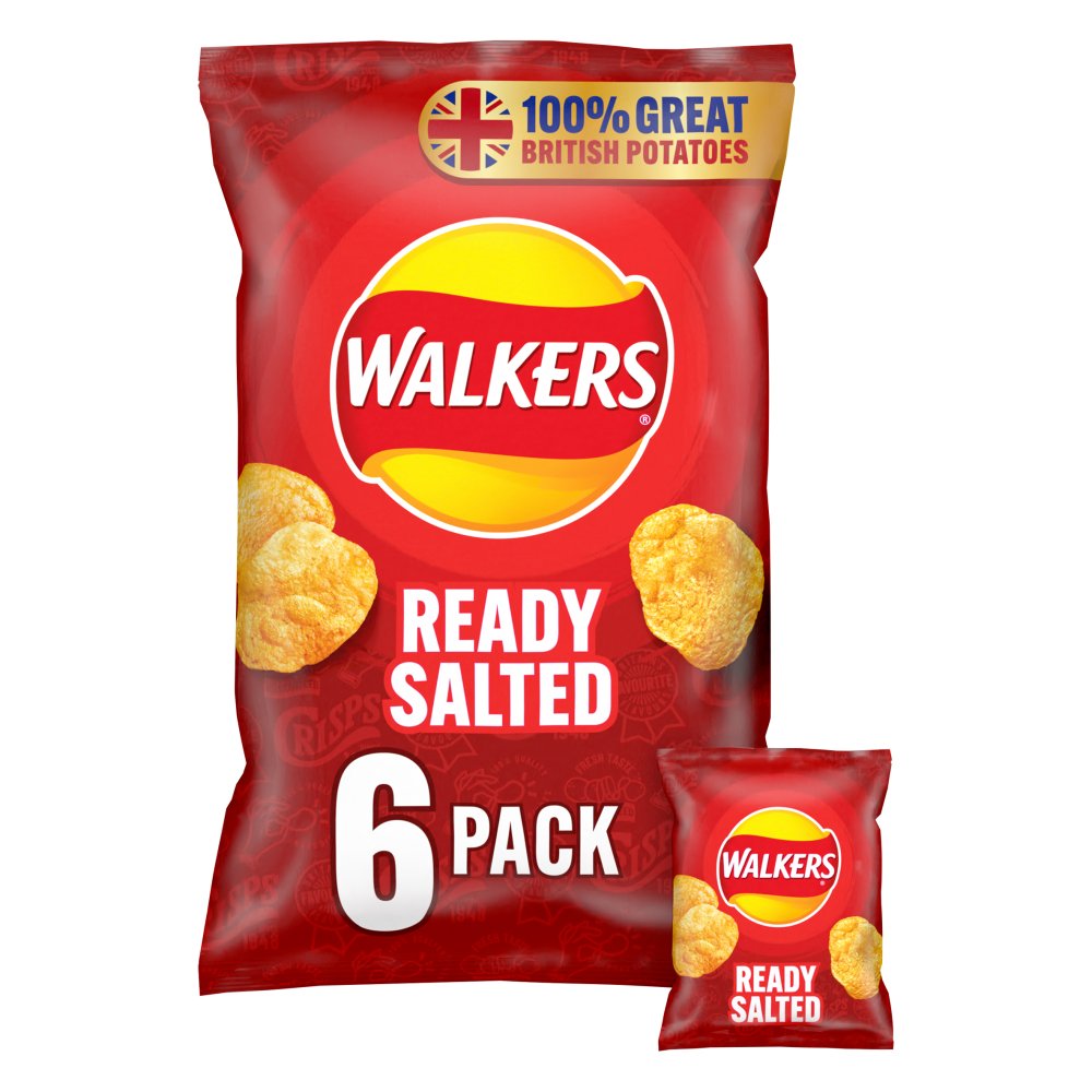 WALKERS MULTIPACK 6*25G CRISPS/SNACKS BIG PACK SHARING BAG