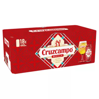 Cruzcampo Sevilla Lager Beer 4.4% ABV Cans 18x440ml