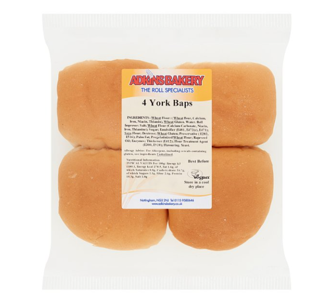 Adkins Bakery 4 York Baps £1.55