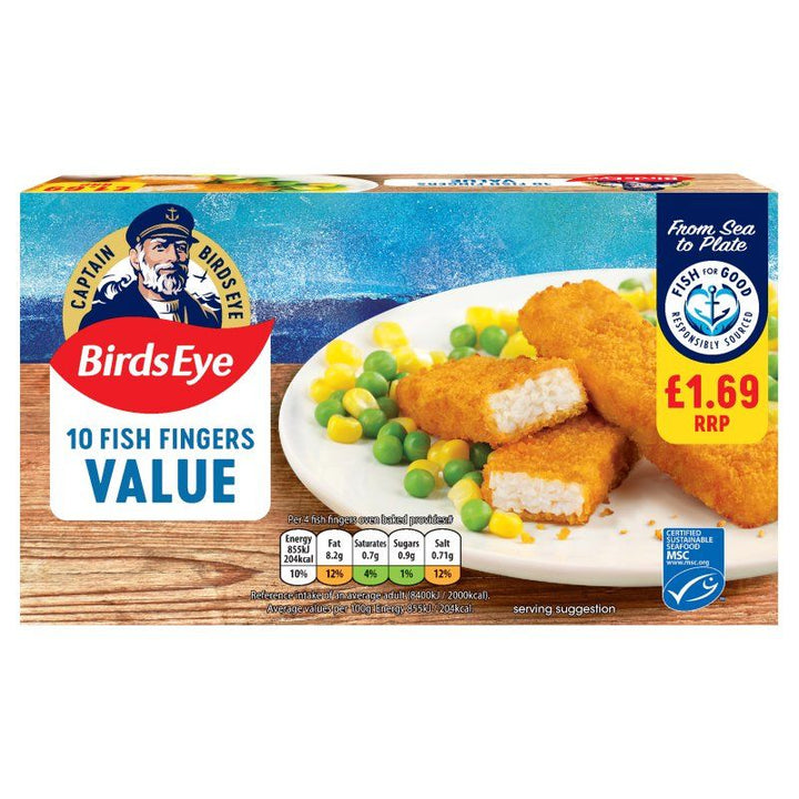 Birds Eye 10 Value Fish Fingers 250g Priced Mark £2.00