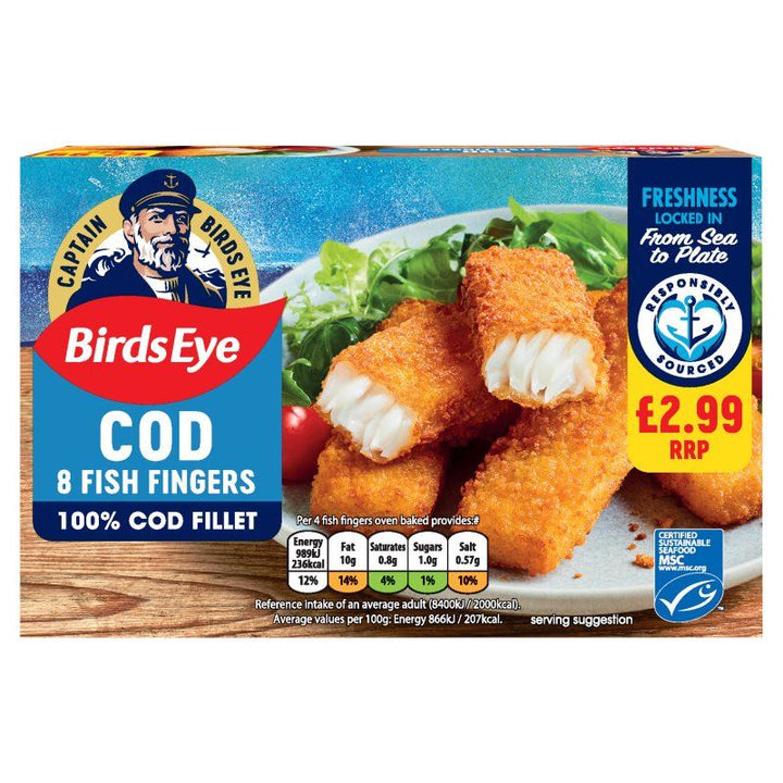 Birds Eye 8 Cod Fish Fingers 224g  Priced Mark £2.99