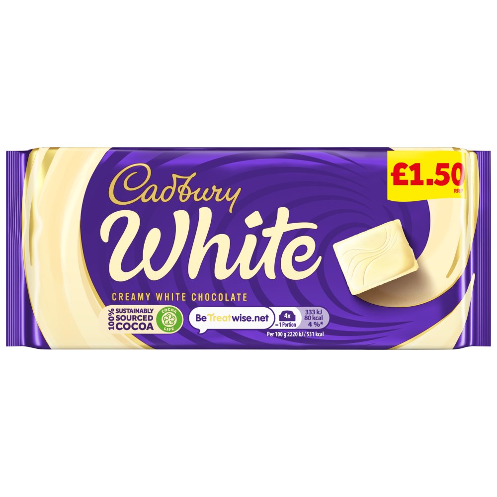 Cadbury White Chocolate Bar £1.50 PMP 90g
