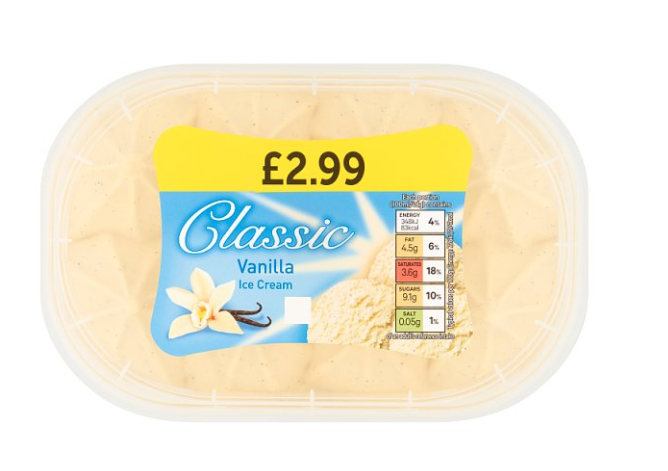 Classic Vanilla Ice Cream 900ml £2.99PM icecream cheap
