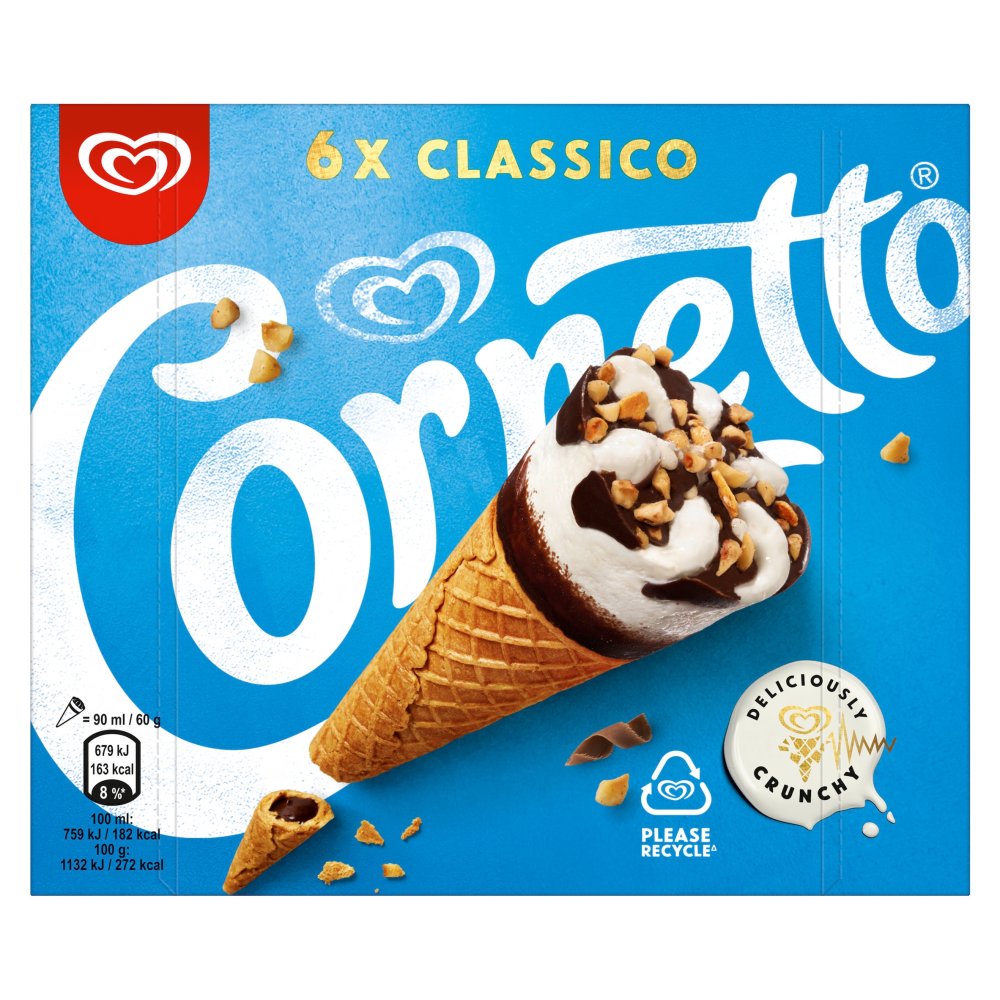 Cornetto Ice cream cone Classico 6x 90 ml icecream Multipack