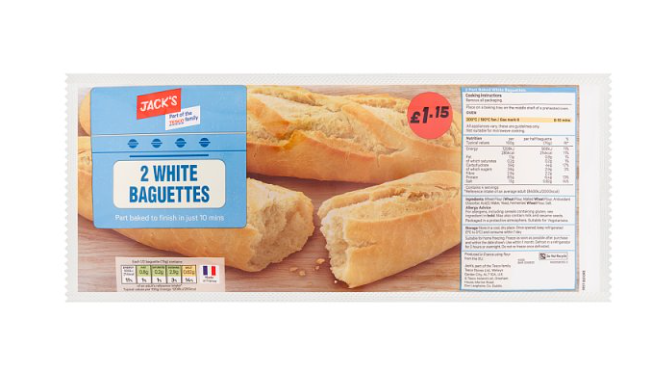 Jack's 2 White Baguettes £1.15