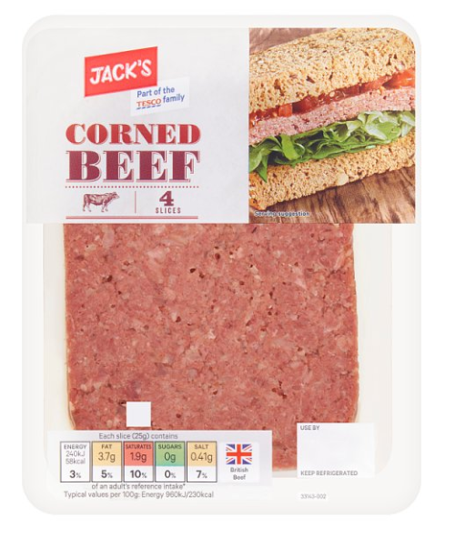Jack's Corned Beef 4 Slices 100g £2.25