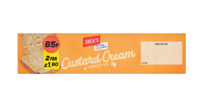 Jack's Custard Creams Biscuits 150g 0.85p pm 2 for £1.60
