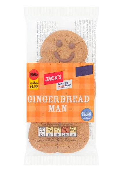 Jack's Gingerbread Man 0.95pm 2 for £1.50
