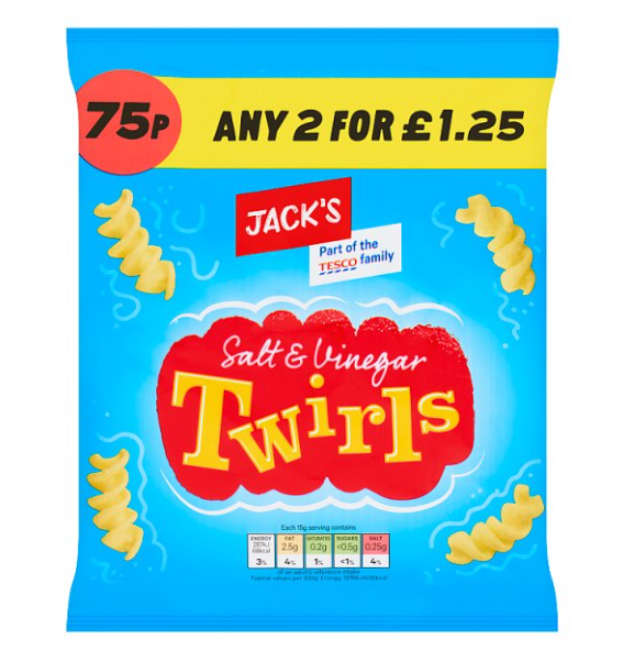 Jack's Salt & Vinegar Twirls 45g 75p 2 for £1.25