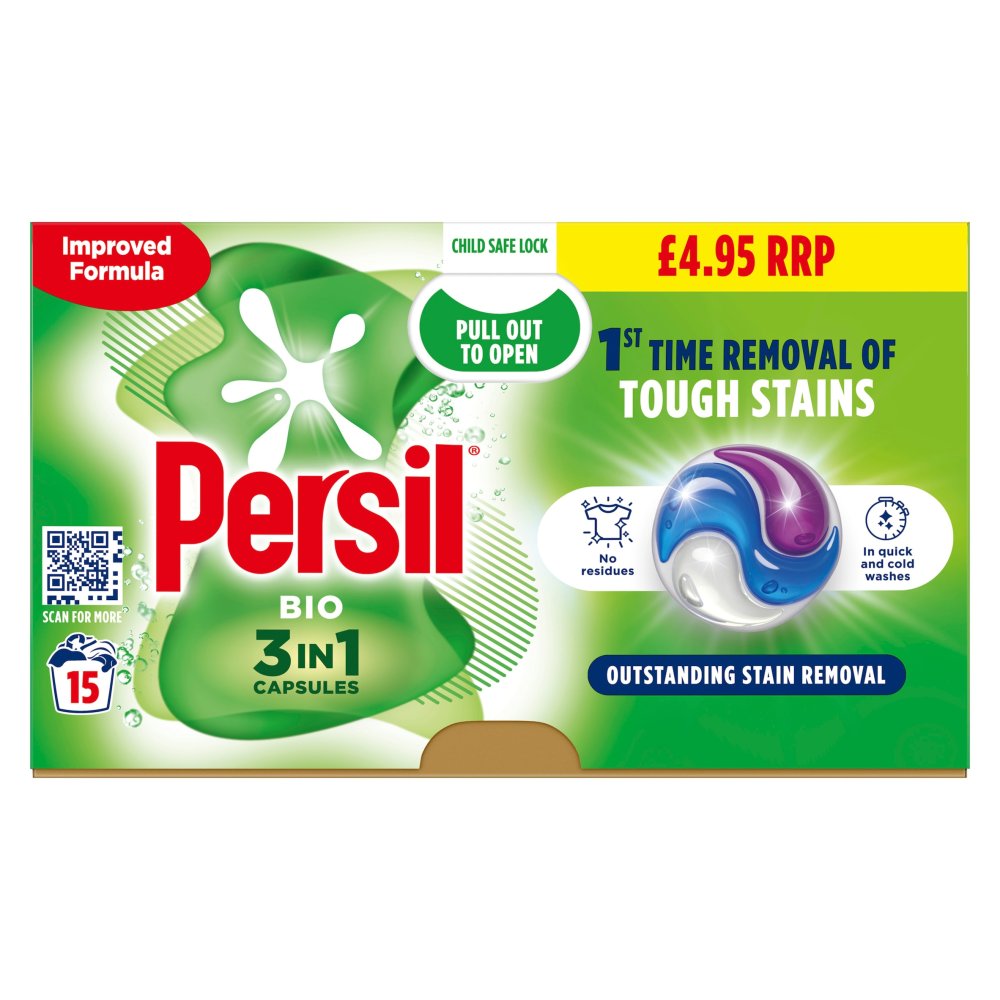 Persil 3 in 1 Washing Capsules Bio 15 Washes £4.95PM