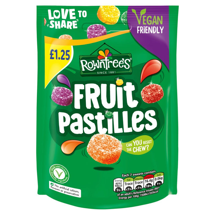 Rowntree's Sweets Sharing Bag 120g PMP £1.25 - Fruit Pastilles