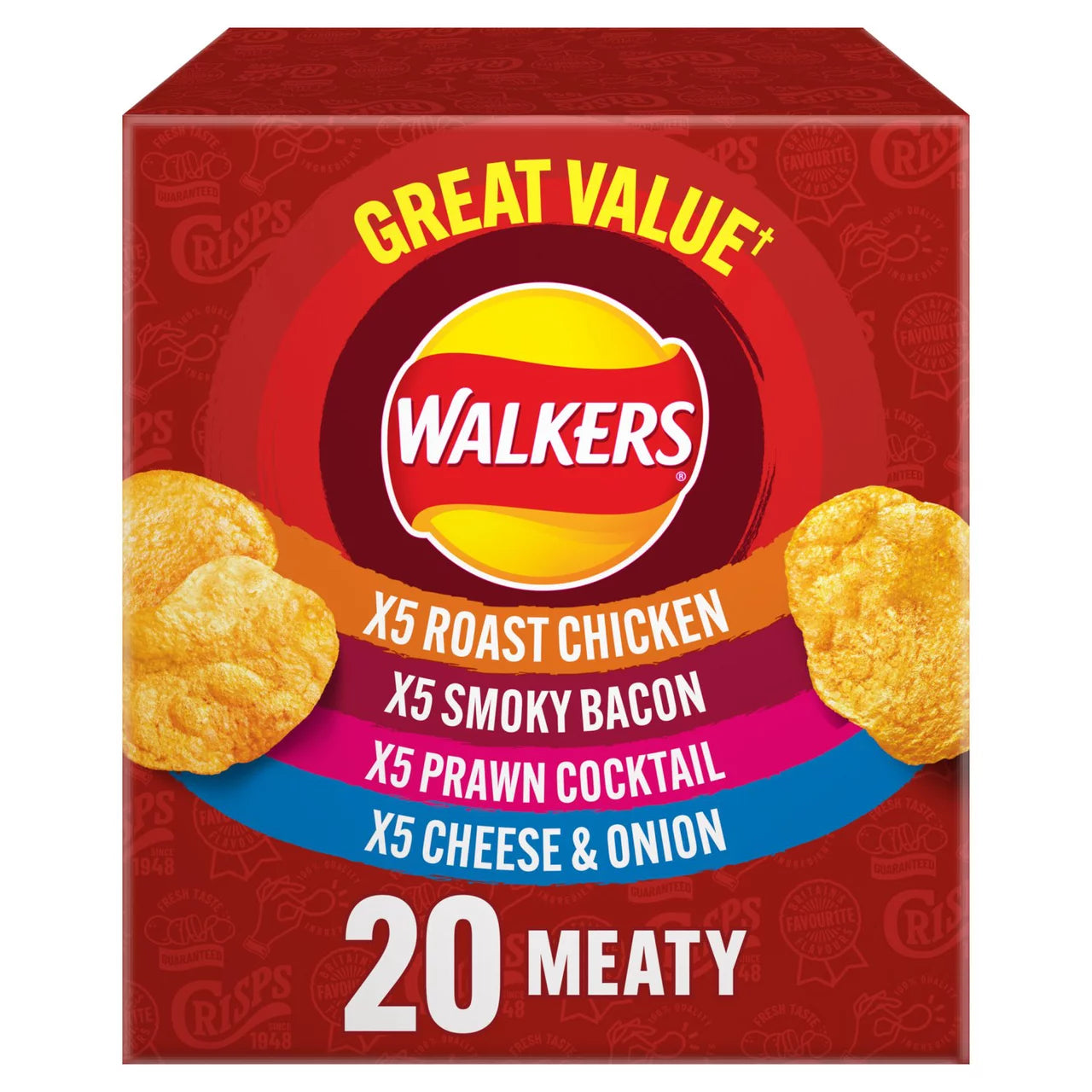 Walkers Variety Multipack Crisps Box 20 x 25g Snacks boxes big