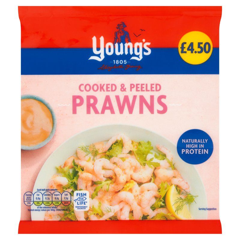 Young's Cooked & Peeled Prawns 180g Price Marked £4.50