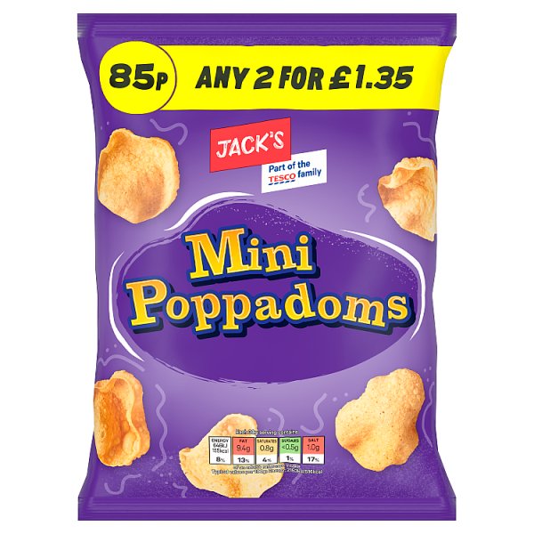 Jack's Crisp Snacks Cheap 85p CRISPS CHEAPESTCRISPS - Mini Poppadoms 30g