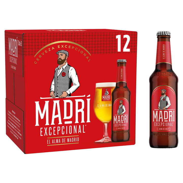 Madri Excepcional Premium Lager Beer 12bottles madribottles madre beer bottles - 12 Pack