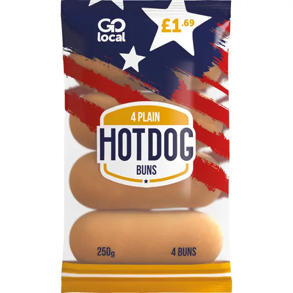 Go Local Hot Dog Rolls Pm £1.69 4's HOTDOGROLLS HOTDOGBUNS BUNS