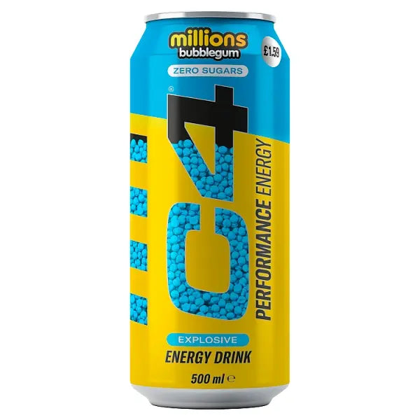 C4 Energy Millions 500ml Energy drink Cans - Bubblegum