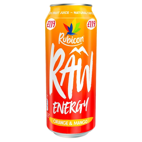 Rubicon RAW Energy drink 500ml - Orange & Mango