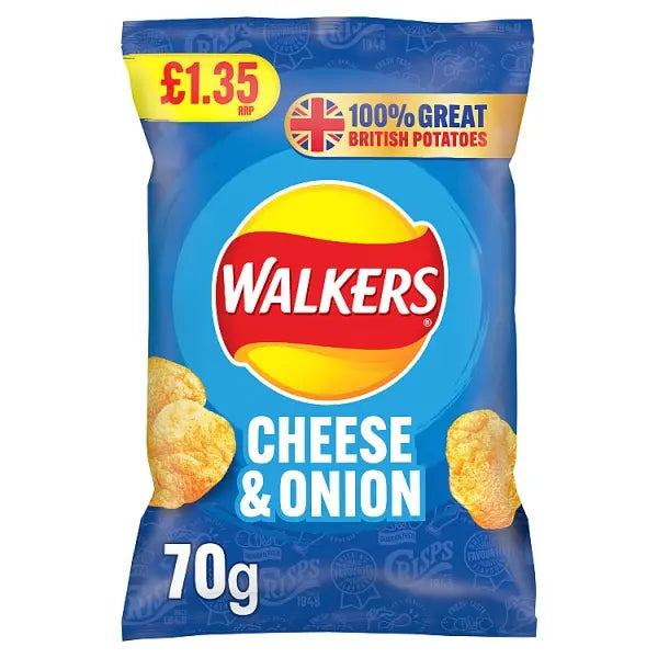 Walkers Crisps Snacks 70g chips - Cheese & Onion