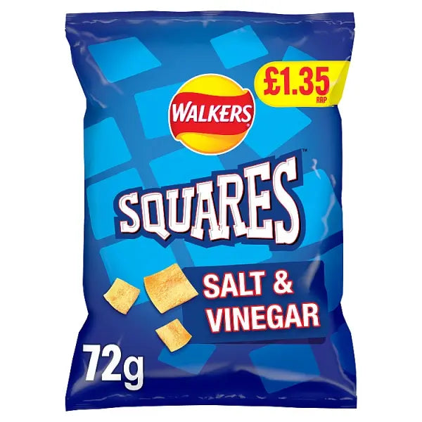 Walkers Squares Snacks Crisps 72g - Salt & Vinegar