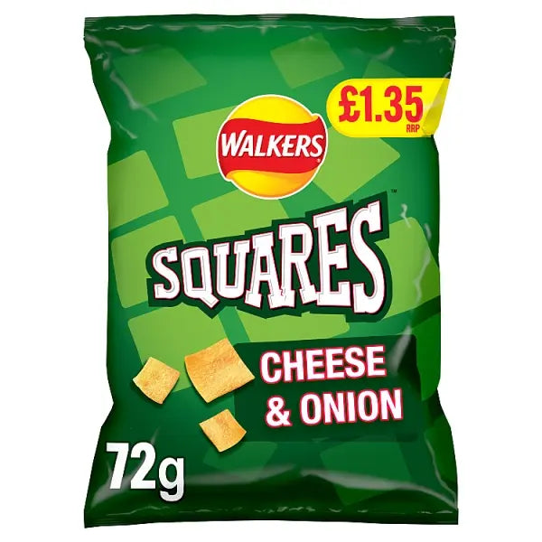 Walkers Squares Snacks Crisps 72g - Cheese & Onion
