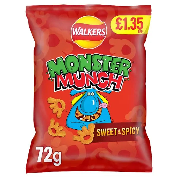 Walkers Monster Munch Snacks Crisps  72g - Sweet & Spicy