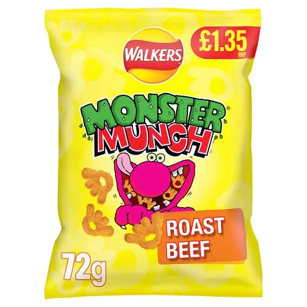 Walkers Monster Munch Snacks Crisps  72g - Roast Beef
