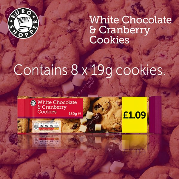 Euro Shopper Cookies cheapest CheapCookies Biscuits chocochipcookies - White Chocolate & Cranberry 150g