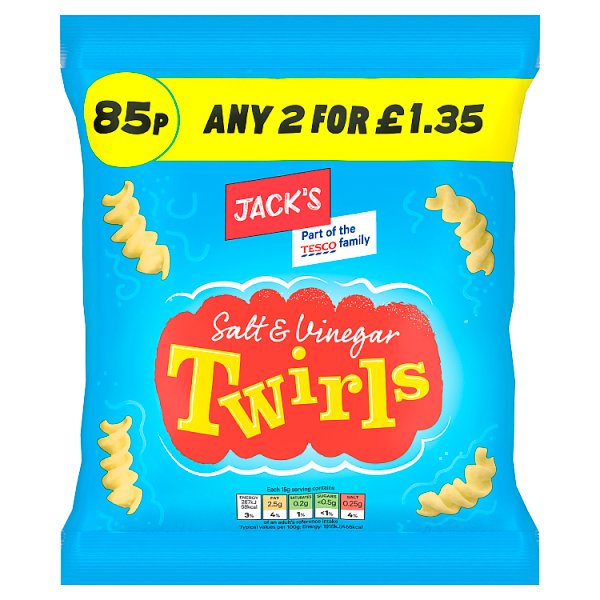 Jack's Crisp Snacks Cheap 85p CRISPS CHEAPESTCRISPS - Twirls Salt & Vinegar