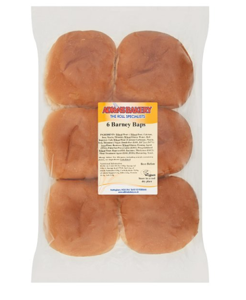 Adkins Bakery The Roll Specialists 6 Barney Baps £2.15