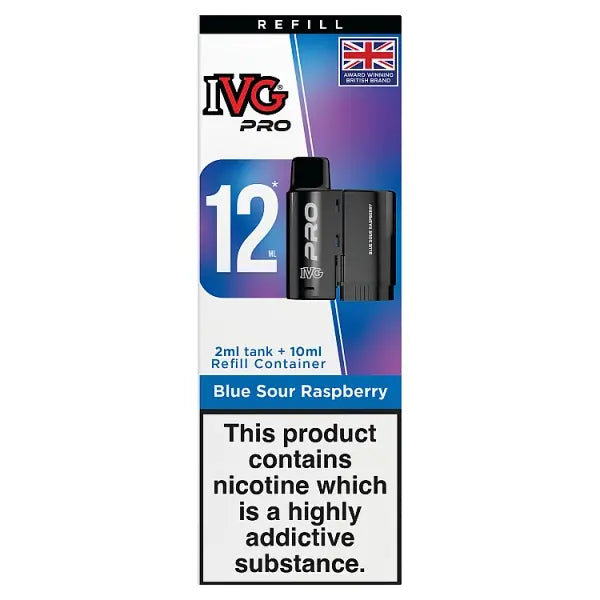 Ivg Pro 12 Refills/Pods/Vaping Liquid Container - BlueSourRaspberry