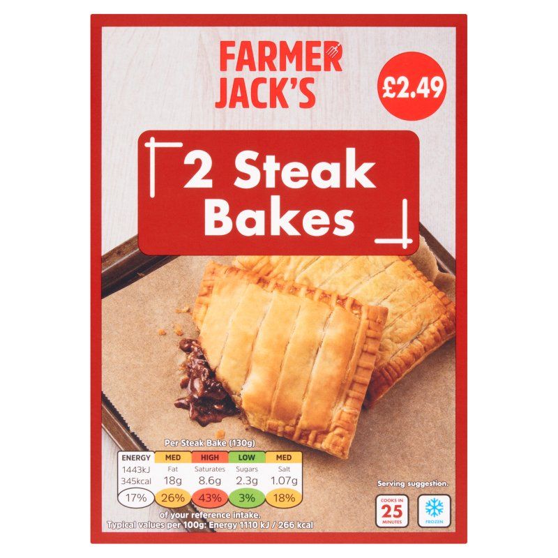 Farmer Jack's Steak Bake 280g Price Marked £2.49