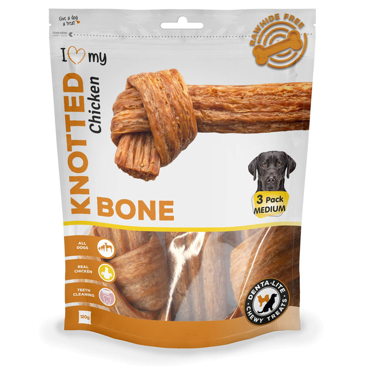 I Love My Pets Chicken Knotted Bone Dog Treats 120g