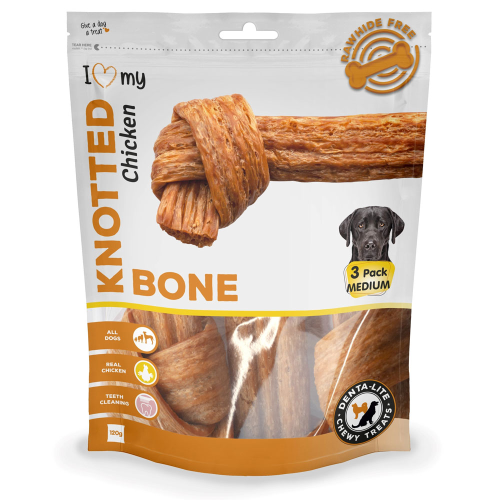 I Love My Pets Chicken Knotted Bone Dog Treats 120g