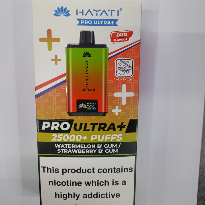 HAYATI PRO ULTRA+ 25000PUFFS(REFILLS DEVICE)BIG VAPES hayativapes hayatiproultra - Watermelon B'Gum/Strawberry B'Gum