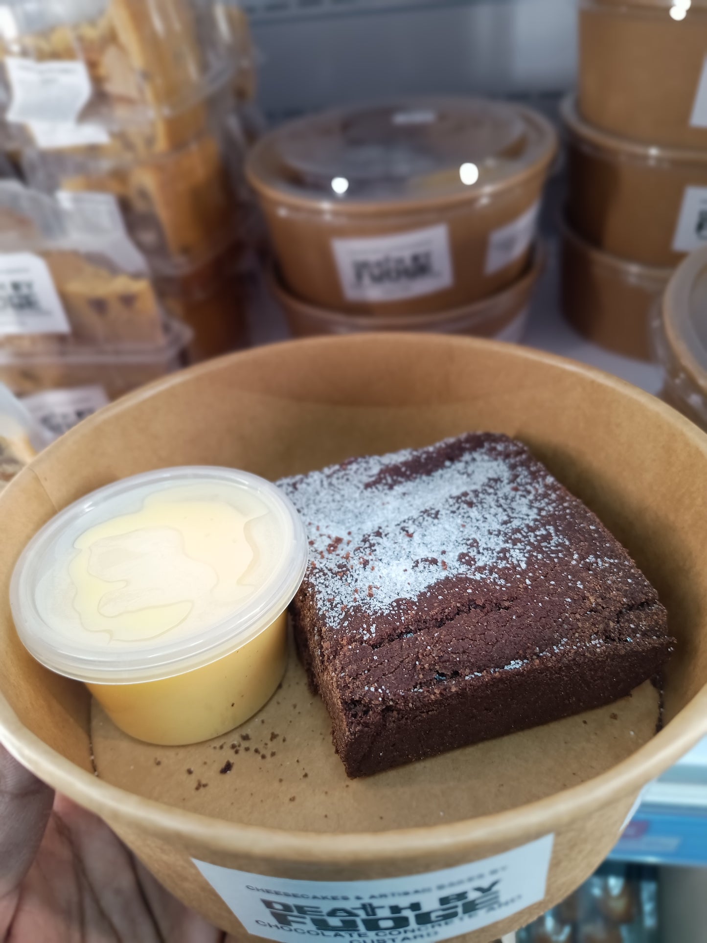 Death by fudge Cakes With Custard in Bowl weekenddesserts desserts cakeswithcustard dessert deathbyfudge