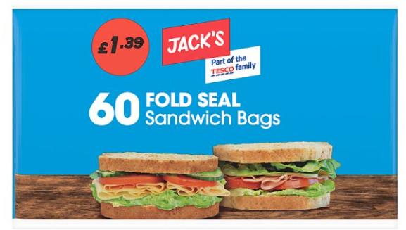 Jacks Sandwich 60 Fold Seal Bags £1.39PM