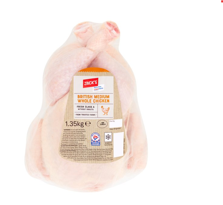 Jack's British Medium Whole Chicken 1.35kg £5.49
