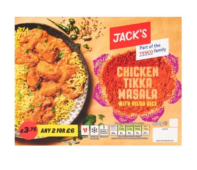 Jack's Chicken Tikka Masala with Pilau Rice 400g £3.75 2 for £6.00