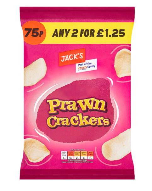 Jack's Prawn Crackers 35g 75p 2 for £1.25
