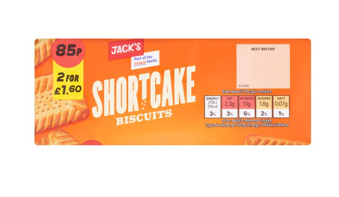 Jack's Shortcake Biscuits 150g 0.85p PM 2 for £1.60