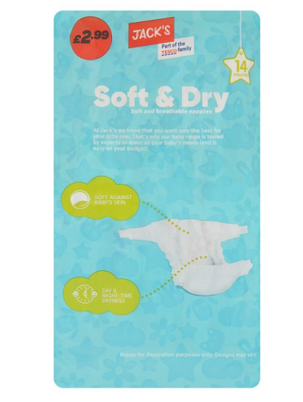 Jack's Soft & Dry Size 5 14 Nappies £2.99PM