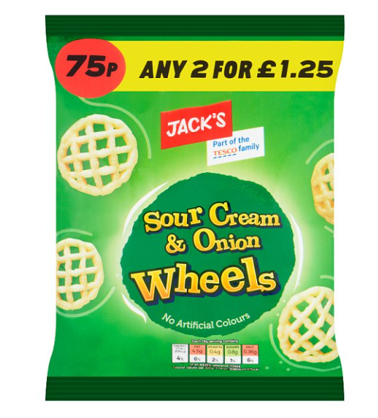 Jack's Sour Cream & Onion Wheels 55g 75p 2 for £1.25