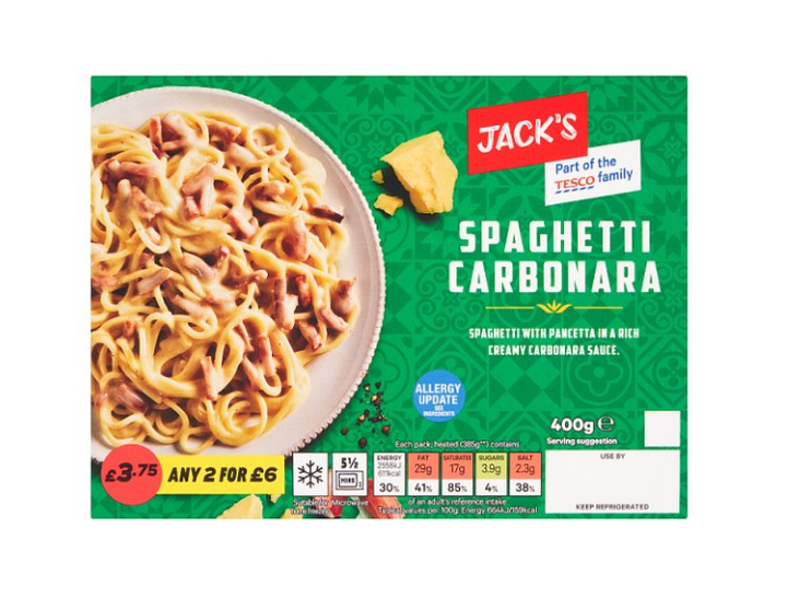Jack's Spaghetti Carbonara 400g £3.75 2 for £6.00