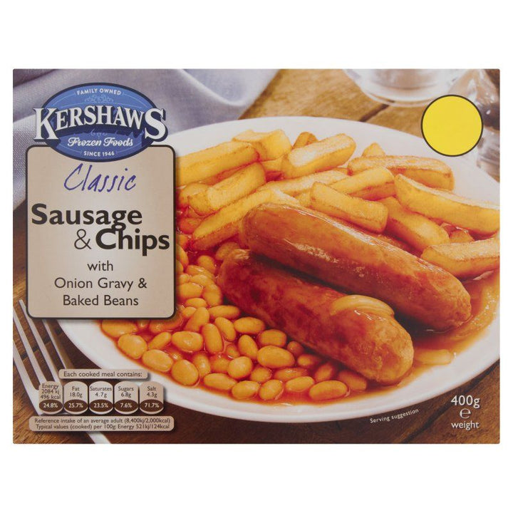 Kershaws Sausage & Chips 400g Price Marked £2.75PM
