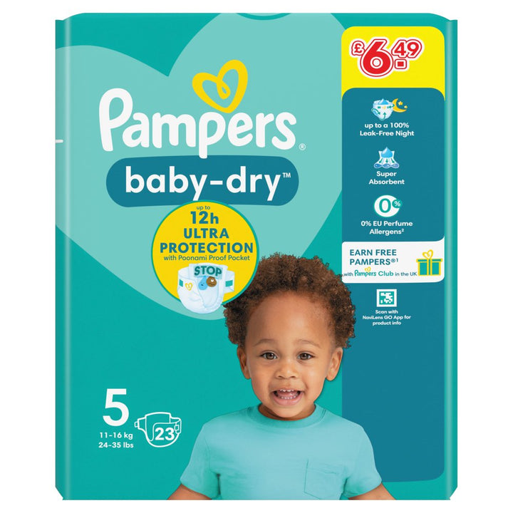 Pampers Baby-Dry Size 5, 23 Nappies, 11kg-16kg 6.49pm