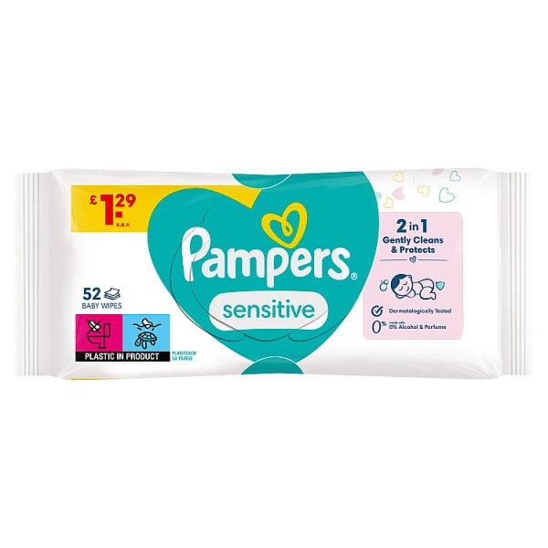 Pampers Babywipes Sensitive Pm £1.29 52's