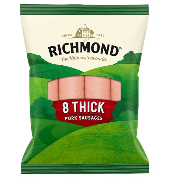 Richmond 8 Thick Pork Sausages 410g £3.09